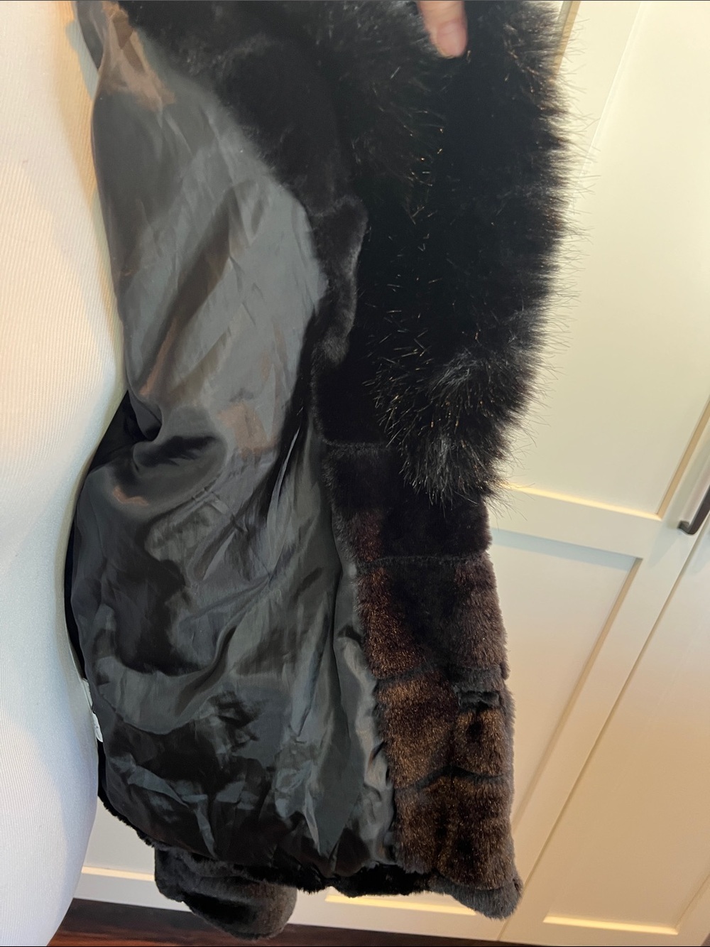 Cavalini Black Faux Fur Shawl-Collar Teddy Jacket Size L EUC - Picture 6 of 8